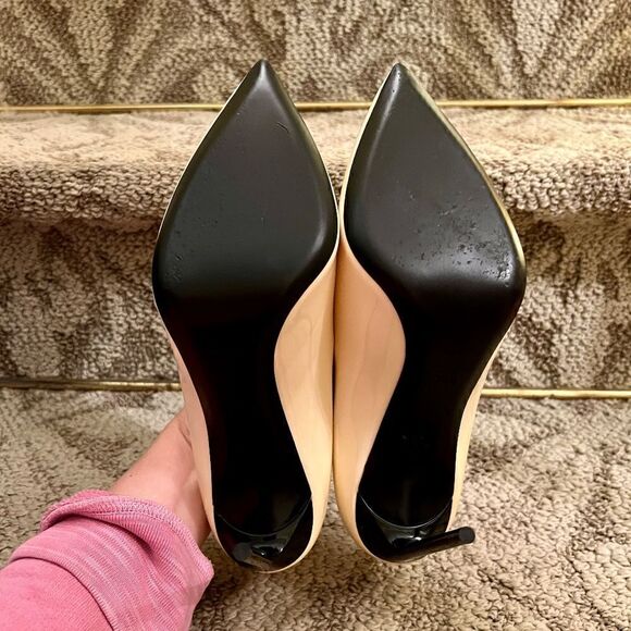 EEUC Saint Laurent Teddy Ivory Patent Leather Stiletto Heel Pumps Shoes Sz 39.5 - Picture 8 of 10